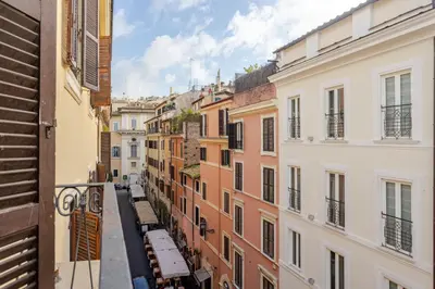 an overhead view of an alley between buildings at Piazza di Spagna 2 Bedrooms and 5 Juliet Balcony in Rome