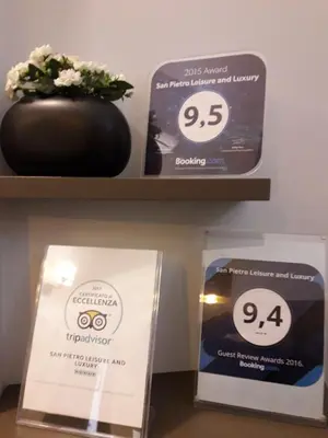 two boxes on a shelf with a plant in a vase at San Pietro Leisure and Luxury in Rome