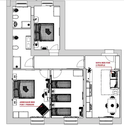 a floor plan of a house at Al Vaticano Roma Suite in Rome