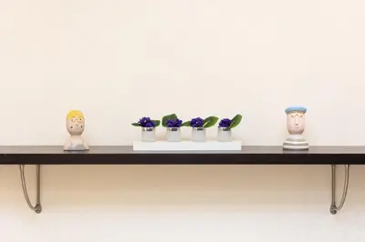 a shelf with vases and plants on it at Nel Cuore di Testaccio by Rental in Rome in Rome