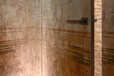 a wooden door with a wooden wall behind it at Locanda da Enzo in Rome