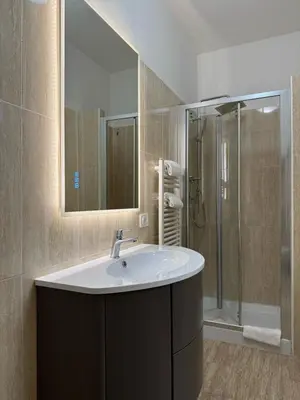 a bathroom with a sink and a shower at Suite 41 in Rome