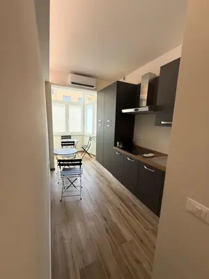 a kitchen and dining room with a table and chairs at Luxury AV Vaticano in Rome
