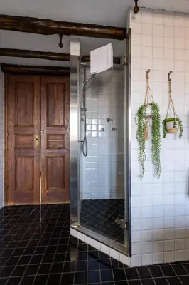 a shower with a glass door in a bathroom at Maria Luxury Apartment with City View Terrace in Rome