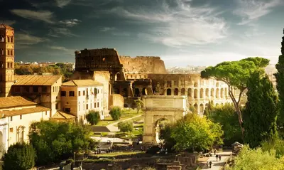 a view of the colosseum and the roman city at Ostilia Loft in Rome