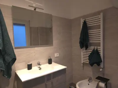 a bathroom with a sink and a mirror at Rome sweet home - Casa Cesari in Rome