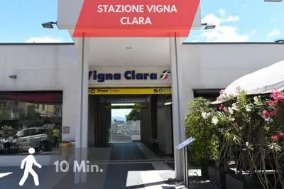 a building with a sign for a clinic at Ponte Milvio-Olympic Stadium Modern Apartment in Rome