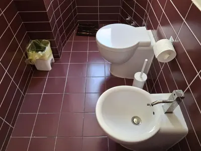 a bathroom with a toilet and a sink at Victoira's appartament in Roma in Rome