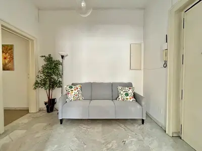 a living room with a gray couch and a plant at Cipro Vatican Home in Rome