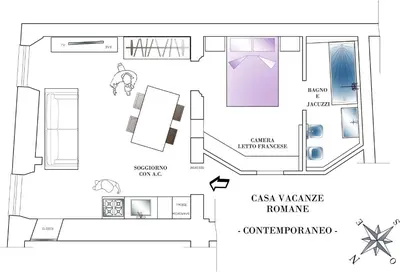 a floor plan of a house with a bathroom at Musa Apartments in Rome
