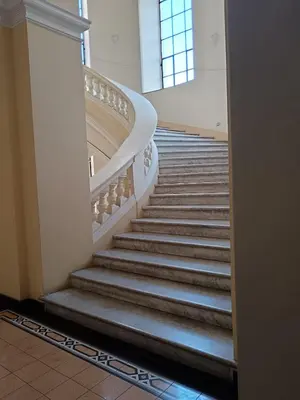 a view of a staircase in a building at Charming Apartment in Trastevere in Rome