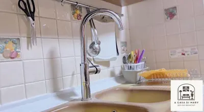 a kitchen sink with a faucet in a kitchen at A Casa di Mary in Rome