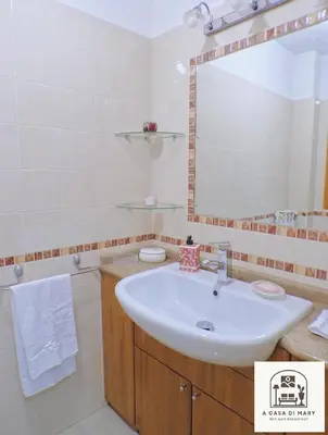 a bathroom with a white sink and a mirror at A Casa di Mary in Rome