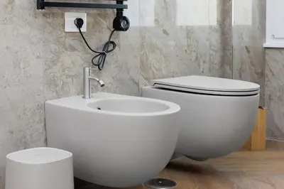 a bathroom with a white toilet and a sink at Piazza Mazzini Suite con Vasca Idromassaggio in Rome