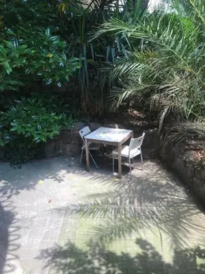 a table and two chairs sitting in a garden at Centralissima Collegatissima in Rome