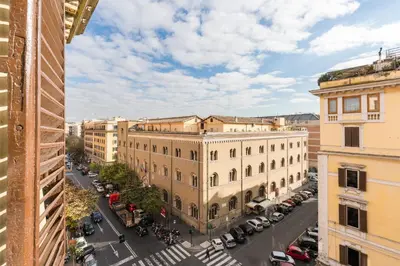 an overhead view of a city street with buildings at Apartment near the Vatican in Rome