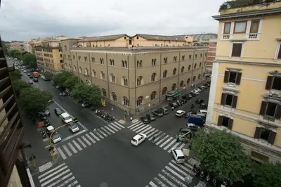 an aerial view of a street with cars and buildings at Apartment near the Vatican in Rome