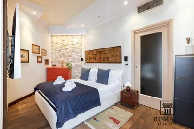 a bedroom with a king sized bed and a tv at Luxury Vatican Suite with Sauna in Rome