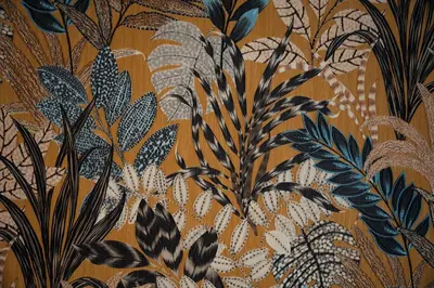 an orange wallpaper with a design of plants at Casa Mia San Pietro in Rome