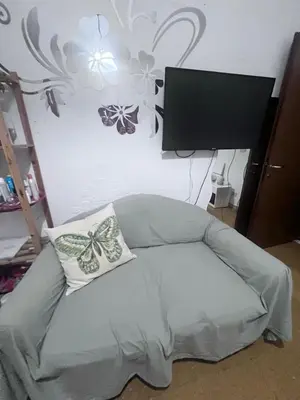 a room with a couch with a tv and butterflies on the wall at Na Notte a Roma in Rome