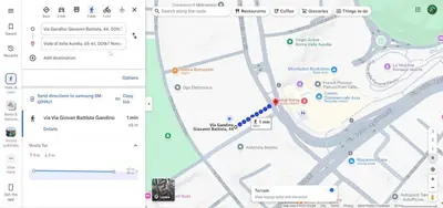 a screenshot of a google maps page with shortcuts at Fontana di Trevi Apartment, 24h check-in in Rome