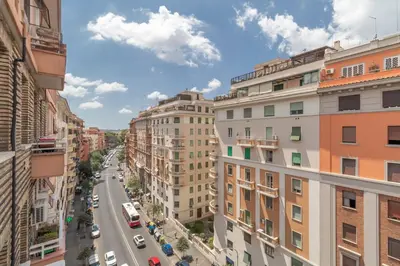 a view of a city street with buildings at AureaLiving - Satrico Cozy Apartment fast WIFI and Air Conditioning in Rome