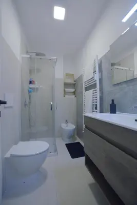 a bathroom with a toilet and a shower and a sink at Suites Conca D'Oro, Roma in Rome