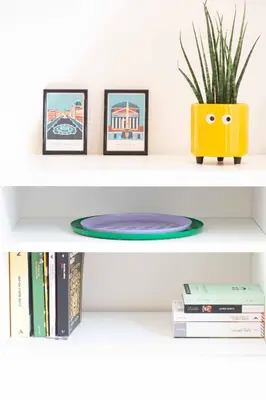 a shelf with a plate and books and a plant at La casetta nascosta in Rome