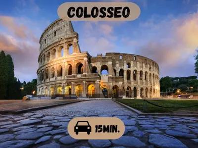 a picture of the colosseum at sunset at -Colosseum 15 Min -Trastevere, Free Wi-Fi and A-C in Rome
