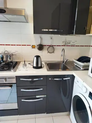 a kitchen with a sink and a washing machine at Residenza Giolitti in Rome