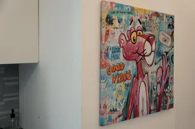 a painting of a dog on a wall at Casa Mia Nazionale in Rome