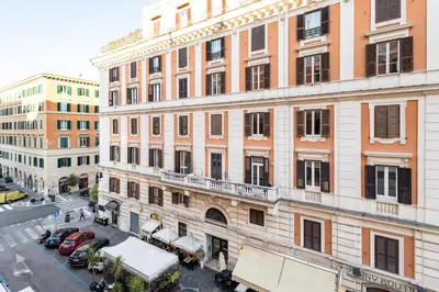 an overhead view of a city street with buildings at DOMUS Generale Ezio in Rome