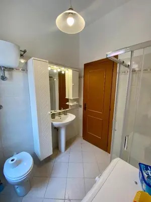 a bathroom with a toilet and a sink and a shower at Coral Apartment in Rome
