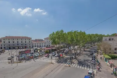 an aerial view of a street in a city at Trastevere Tranquility Rome in Rome