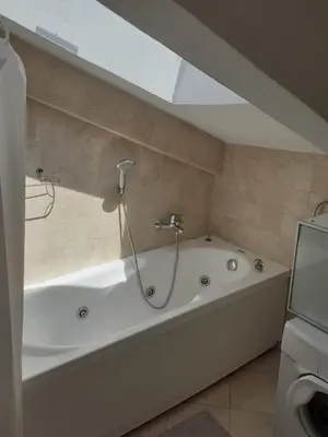 a bathroom with a bath tub with a shower at Loft Capodistria, Rome, in Rome