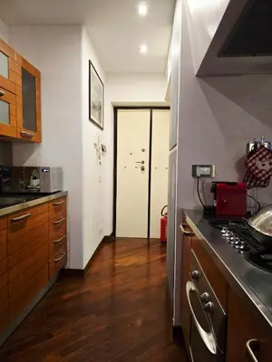 a kitchen with a sink and a counter top at Conte Apartment - Roma San Pietro in Rome