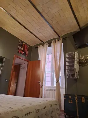 a bedroom with a bed and a window with curtains at FCR Rome Apartments Sweet Nest of Love in Rome