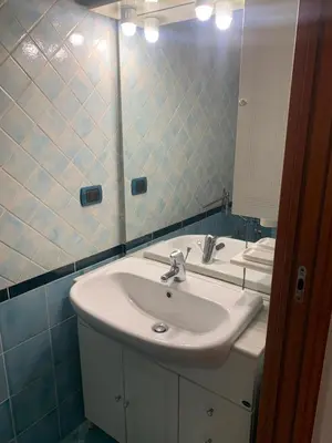 a bathroom with a sink and a mirror at Lilly's Apartment a 5 minuti Metro C in Rome
