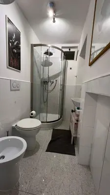 a bathroom with a shower and a toilet and a sink at Elegant Studio at Vatican Museum in Rome