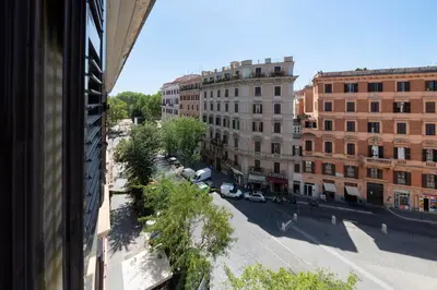 a view from a window of a street with buildings at Lussuosa casa zona esquilino in Rome