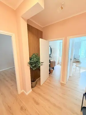 a room with an open door and a potted plant at Santa Maria Apartment Rome in Rome