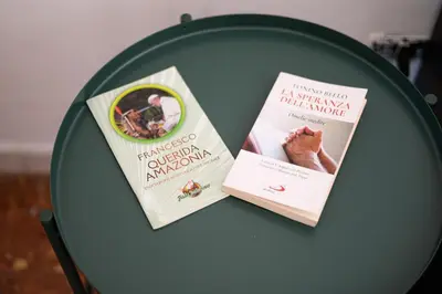 two books sitting on a green table at NEW Diana's place with terrace San Pietro Station in Rome