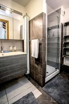 a bathroom with a shower and a sink at Callimaco Domus in Rome