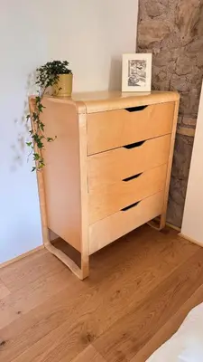 a wooden dresser with a plant on top of it at Quiet Loft Monteverde Roma in Rome