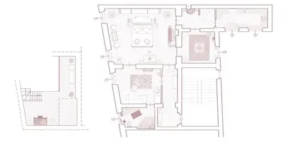a floor plan of a house at Giordano Segreto in Rome