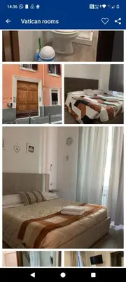 a collage of pictures of a bedroom with two beds at vatican house tolemaide ottaviano in Rome