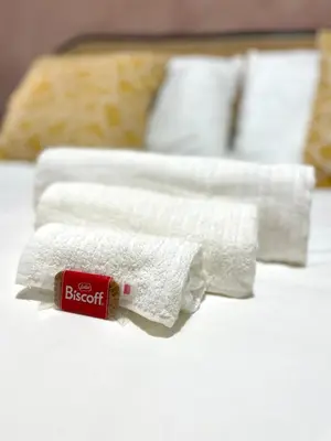 a bed with two towels on top of it at Charming Well Connected New Studio - Asia Sleeps in Rome