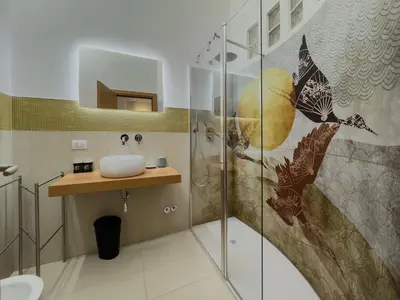 a bathroom with a shower and a sink at Santamaura Vacanze Vaticane Elegance e Comfort in Rome