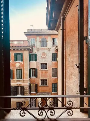 a view of a building from a balcony at Albani Retreat in Rome