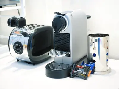a toaster sitting on top of a counter at Casa Bellezza a Cola di Rienzo in Centro in Rome